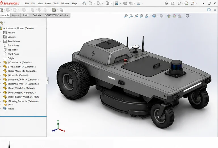 Autonomous mower in SolidWorks