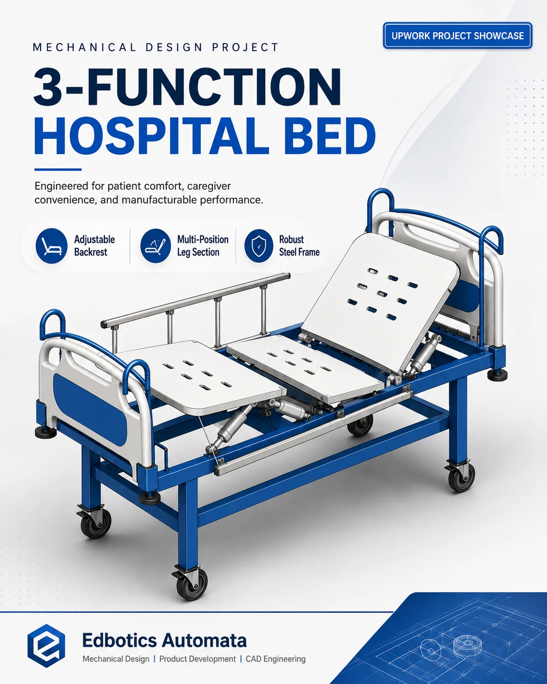 3-function hospital bed product showcase